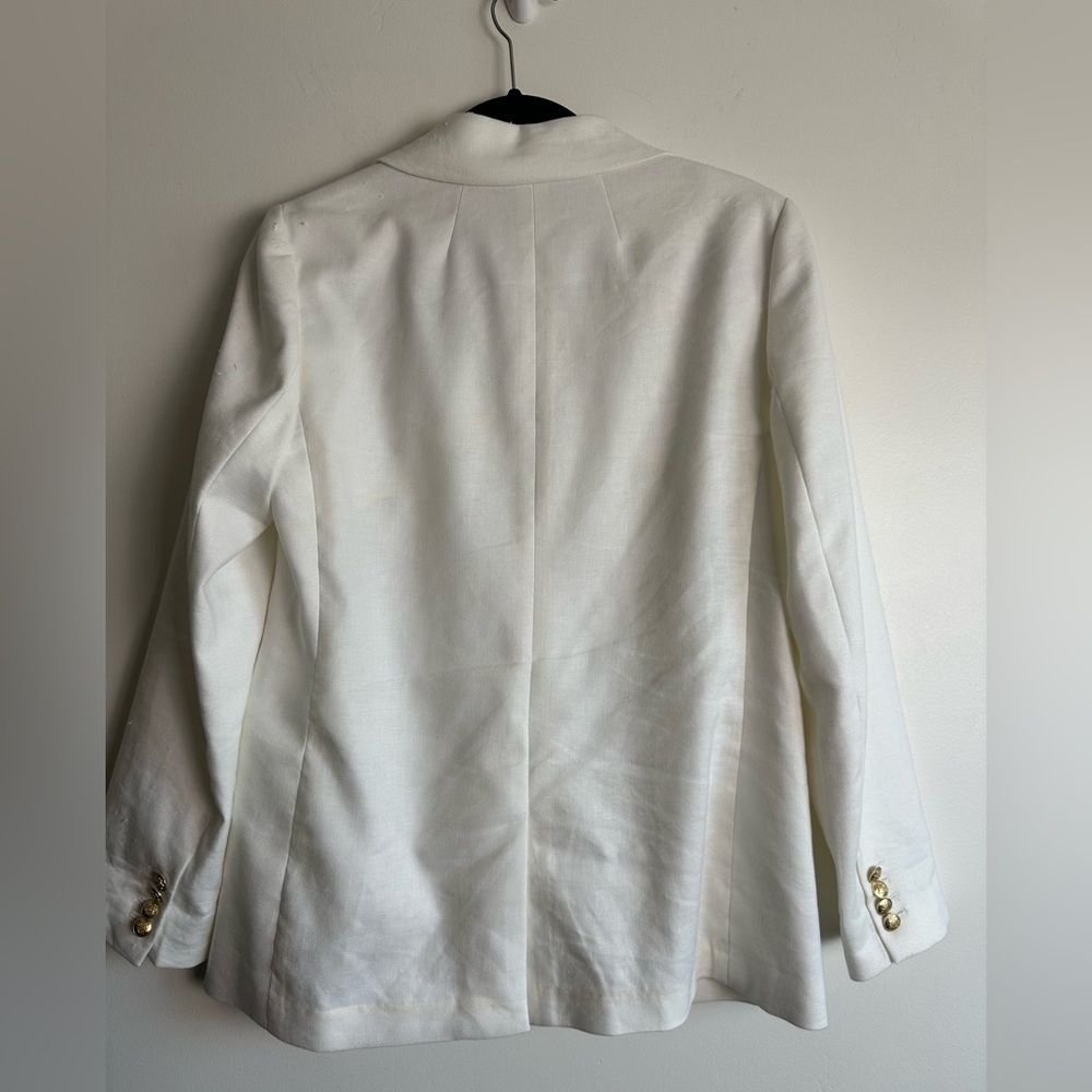 J.Crew Size 8 White Bristol Double Breasted Blazer In Stretch Linen Blend - Picture 3 of 6